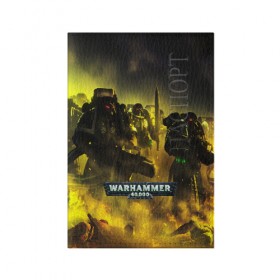 Обложка для паспорта матовая кожа с принтом WARHAMMER 40K в Новосибирске, натуральная матовая кожа | размер 19,3 х 13,7 см; прозрачные пластиковые крепления | abaddon | armada | battlefleet gothic | black legion | warhammer 40k | абаддон | чёрный легион