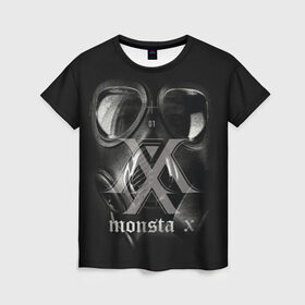 Женская футболка 3D с принтом Monsta X в Новосибирске, 100% полиэфир ( синтетическое хлопкоподобное полотно) | прямой крой, круглый вырез горловины, длина до линии бедер | dramarama | edm | hyungwon | idol | im | j pop | jooheon | k pop | kihyun | kpop | minhyuk | mv | shownu | the code | wonho | вонхо | монста х | хип хоп
