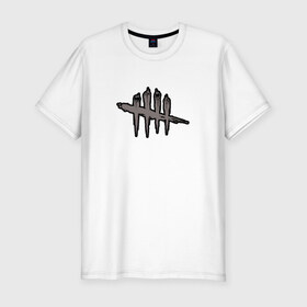 Мужская футболка премиум с принтом DEAD BY DAYLIGHT в Новосибирске, 92% хлопок, 8% лайкра | приталенный силуэт, круглый вырез ворота, длина до линии бедра, короткий рукав | dbd | dead by daylight | survival horror | дбд | мертвы к рассвету