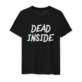 Мужская футболка хлопок с принтом DEAD INSIDE GLITCH в Новосибирске, 100% хлопок | прямой крой, круглый вырез горловины, длина до линии бедер, слегка спущенное плечо. | dead inside | dont open. | гуль | дед инсайт | дединсайт | дэд инсайт | дэдинсайт | интроверт | кен канеки | мертв внутри | мертвый внутри