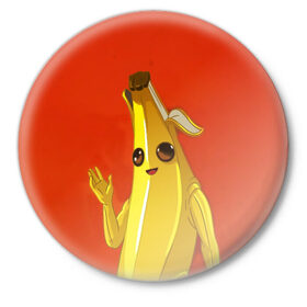 Значок с принтом Banana в Новосибирске,  металл | круглая форма, металлическая застежка в виде булавки | Тематика изображения на принте: epic | fortnite | банан | фортнайт | эпик