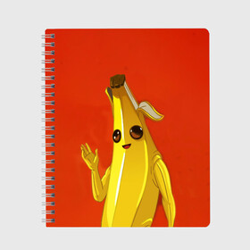 Тетрадь с принтом Banana в Новосибирске, 100% бумага | 48 листов, плотность листов — 60 г/м2, плотность картонной обложки — 250 г/м2. Листы скреплены сбоку удобной пружинной спиралью. Уголки страниц и обложки скругленные. Цвет линий — светло-серый
 | Тематика изображения на принте: epic | fortnite | банан | фортнайт | эпик