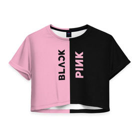 Женская футболка Cropp-top с принтом BLACKPINK в Новосибирске, 100% полиэстер | круглая горловина, длина футболки до линии талии, рукава с отворотами | Тематика изображения на принте: black | blackpink | bts | jennie | jisoo | k pop | kim | lalisa | lisa | manoban | park | pink | rose | young | бтс | дженни | джису | ён | ким | лалиса | лиса | манобан | пак | розэ | че