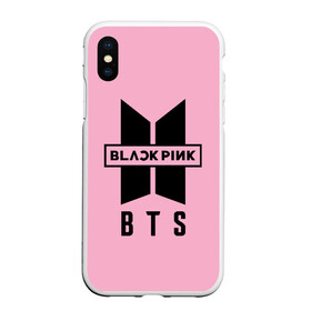 Чехол для iPhone XS Max матовый с принтом BTS and BLACKPINK в Новосибирске, Силикон | Область печати: задняя сторона чехла, без боковых панелей | Тематика изображения на принте: bangtan boys | black | blackpink | bt21 | bts | k pop | pink | rose | блек пинк | блекпинк | блэк пинк | блэкпинк | бтс