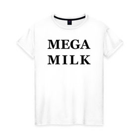 Женская футболка хлопок с принтом mega milk в Новосибирске, 100% хлопок | прямой крой, круглый вырез горловины, длина до линии бедер, слегка спущенное плечо | ahegao | anime | mega milk | mega milk манга