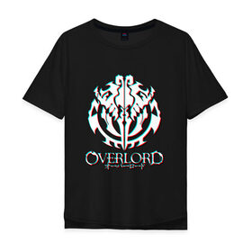 Мужская футболка хлопок Oversize с принтом Overlord: Glitch. в Новосибирске, 100% хлопок | свободный крой, круглый ворот, “спинка” длиннее передней части | overlord | аниме | лого | логотип | оверлорд | сериал