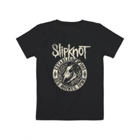 Детская футболка хлопок с принтом Slipknot в Новосибирске, 100% хлопок | круглый вырез горловины, полуприлегающий силуэт, длина до линии бедер | slipknot | we are not your kind | альтернативный метал | грув метал | метал | музыка | ню метал | слипнот