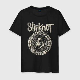 Мужская футболка хлопок с принтом Slipknot в Новосибирске, 100% хлопок | прямой крой, круглый вырез горловины, длина до линии бедер, слегка спущенное плечо. | slipknot | we are not your kind | альтернативный метал | грув метал | метал | музыка | ню метал | слипнот