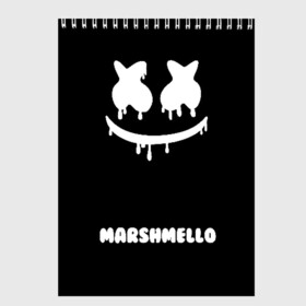 Скетчбук с принтом РЮКЗАК MARSHMELLO в Новосибирске, 100% бумага
 | 48 листов, плотность листов — 100 г/м2, плотность картонной обложки — 250 г/м2. Листы скреплены сверху удобной пружинной спиралью | marshmello | диджей | клуб | клубная музыка | маршмеллоу | маршмело | маршмэлло | маршмэллоу | маршмэло | музыка | электронная