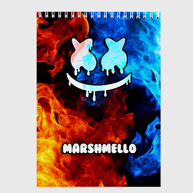 Скетчбук с принтом РЮКЗАК MARSHMELLO в Новосибирске, 100% бумага
 | 48 листов, плотность листов — 100 г/м2, плотность картонной обложки — 250 г/м2. Листы скреплены сверху удобной пружинной спиралью | marshmello | диджей | клуб | клубная музыка | маршмеллоу | маршмело | маршмэлло | маршмэллоу | маршмэло | музыка | электронная