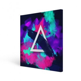 Холст квадратный с принтом COLOR TRIANGLE в Новосибирске, 100% ПВХ |  | bright | colorful | cool | disco | music | music lover | retro | speaker | tape recorder | technique | vintage | винтаж | динамик | диско | магнитофон | меломан | музыка | неон | разноцветный | ретро | техника