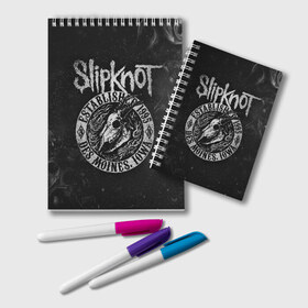 Блокнот с принтом Slipknot в Новосибирске, 100% бумага | 48 листов, плотность листов — 60 г/м2, плотность картонной обложки — 250 г/м2. Листы скреплены удобной пружинной спиралью. Цвет линий — светло-серый
 | Тематика изображения на принте: slipknot | we are not your kind | альтернативный метал | грув метал | метал | музыка | ню метал | слипнот