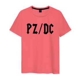 Мужская футболка хлопок с принтом pz/dc в Новосибирске, 100% хлопок | прямой крой, круглый вырез горловины, длина до линии бедер, слегка спущенное плечо. | ac dc | pz dc | pzdc