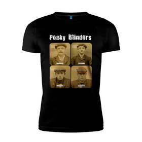 Мужская футболка премиум с принтом Peaky Blinders в Новосибирске, 92% хлопок, 8% лайкра | приталенный силуэт, круглый вырез ворота, длина до линии бедра, короткий рукав | peaky blinders | острые козырьки | сериал