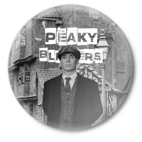 Значок с принтом Peaky Blinders в Новосибирске,  металл | круглая форма, металлическая застежка в виде булавки | peaky blinders | острые козырьки | сериал