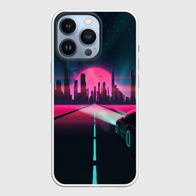 Чехол для iPhone 13 Pro с принтом НЕОНОВЫЙ ГОРОД в Новосибирске,  |  | bright | colorful | cool | disco | music | music lover | retro | speaker | tape recorder | technique | vintage | винтаж | динамик | диско | магнитофон | меломан | музыка | неон | разноцветный | ретро | техника