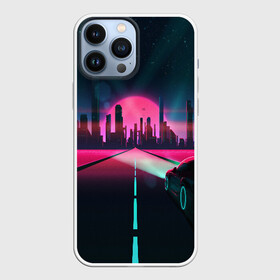 Чехол для iPhone 13 Pro Max с принтом НЕОНОВЫЙ ГОРОД в Новосибирске,  |  | bright | colorful | cool | disco | music | music lover | retro | speaker | tape recorder | technique | vintage | винтаж | динамик | диско | магнитофон | меломан | музыка | неон | разноцветный | ретро | техника