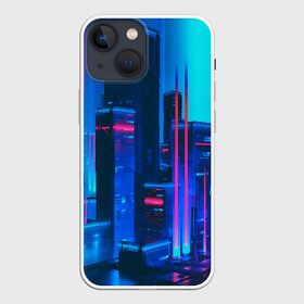 Чехол для iPhone 13 mini с принтом НОЧНОЙ ГОРОД в Новосибирске,  |  | bright | colorful | cool | disco | music | music lover | retro | speaker | tape recorder | technique | vintage | винтаж | динамик | диско | магнитофон | меломан | музыка | неон | разноцветный | ретро | техника