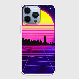 Чехол для iPhone 13 Pro с принтом ГОРОД В НЕОНЕ в Новосибирске,  |  | bright | colorful | cool | disco | music | music lover | retro | speaker | tape recorder | technique | vintage | винтаж | динамик | диско | магнитофон | меломан | музыка | неон | разноцветный | ретро | техника