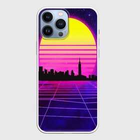 Чехол для iPhone 13 Pro Max с принтом ГОРОД В НЕОНЕ в Новосибирске,  |  | bright | colorful | cool | disco | music | music lover | retro | speaker | tape recorder | technique | vintage | винтаж | динамик | диско | магнитофон | меломан | музыка | неон | разноцветный | ретро | техника