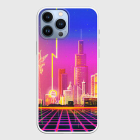 Чехол для iPhone 13 Pro Max с принтом КИБЕР ГОРОД в Новосибирске,  |  | bright | colorful | cool | disco | music | music lover | retro | speaker | tape recorder | technique | vintage | винтаж | динамик | диско | магнитофон | меломан | музыка | неон | разноцветный | ретро | техника