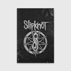 Обложка для паспорта матовая кожа с принтом Slipknot в Новосибирске, натуральная матовая кожа | размер 19,3 х 13,7 см; прозрачные пластиковые крепления | Тематика изображения на принте: 