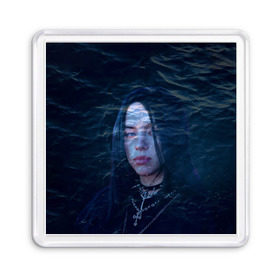 Магнит 55*55 с принтом Billie Eilish Ocean Eyes в Новосибирске, Пластик | Размер: 65*65 мм; Размер печати: 55*55 мм | Тематика изображения на принте: bad guy | billie eilish | билли айлиш | эйлиш