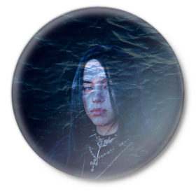Значок с принтом Billie Eilish Ocean Eyes в Новосибирске,  металл | круглая форма, металлическая застежка в виде булавки | Тематика изображения на принте: bad guy | billie eilish | билли айлиш | эйлиш