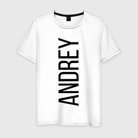 Мужская футболка хлопок с принтом ANDREY в Новосибирске, 100% хлопок | прямой крой, круглый вырез горловины, длина до линии бедер, слегка спущенное плечо. | заказать имя | имена | именные футболки | имя | конструктор имён | меня зовут | редактировать имя | футболки с именами | футболки с текстом