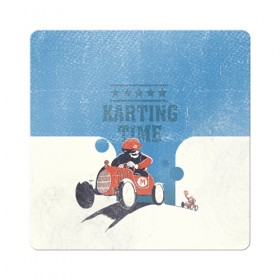 Магнит виниловый Квадрат с принтом Karting time в Новосибирске, полимерный материал с магнитным слоем | размер 9*9 см, закругленные углы | karting | автомобили | вождение | гонки | картинг | машины | рэйсинг | экстрим | экстримальныйспорт