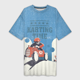 Платье-футболка 3D с принтом Karting time в Новосибирске,  |  | karting | автомобили | вождение | гонки | картинг | машины | рэйсинг | экстрим | экстримальныйспорт