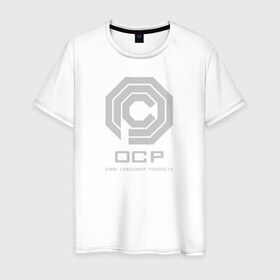 Мужская футболка хлопок с принтом OCP в Новосибирске, 100% хлопок | прямой крой, круглый вырез горловины, длина до линии бедер, слегка спущенное плечо. | omni consumer products | алекс мёрфи | робокоп. детройт