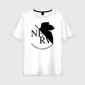 Женская футболка хлопок Oversize с принтом EVANGELION (NERV 4) в Новосибирске, 100% хлопок | свободный крой, круглый ворот, спущенный рукав, длина до линии бедер
 | angel | eva | evangelion | neon genesis evangelion | nerv | аска лэнгли сорью | ева | евангелион | мисато кацураги | рей аянами | синдзи