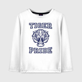 Детский лонгслив хлопок с принтом Tiger pride в Новосибирске, 100% хлопок | круглый вырез горловины, полуприлегающий силуэт, длина до линии бедер | Тематика изображения на принте: 13 reasons why | 13 причин почему | netflix | алекс | брайс уокер | джастин фоули | джессика дэвис | зак | клэй дженсен | нетфликс | тайлер доун | тони падилья | ханна бейкер