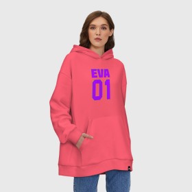 Худи SuperOversize хлопок с принтом EVANGELION (EVA 01) в Новосибирске, 70% хлопок, 30% полиэстер, мягкий начес внутри | карман-кенгуру, эластичная резинка на манжетах и по нижней кромке, двухслойный капюшон
 | angel | eva | evangelion | neon genesis evangelion | nerv | аска лэнгли сорью | ева | евангелион | мисато кацураги | рей аянами | синдзи