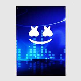 Постер с принтом MARSHMELLO в Новосибирске, 100% бумага
 | бумага, плотность 150 мг. Матовая, но за счет высокого коэффициента гладкости имеет небольшой блеск и дает на свету блики, но в отличии от глянцевой бумаги не покрыта лаком | christopher comstock | dj | marshmello | music | диджей | клубная музыка | клубняк | крис комсток | маршмеллоу | музыка