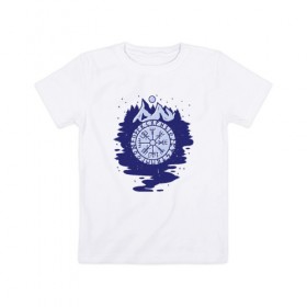 Детская футболка хлопок с принтом Викинги Символика в Новосибирске, 100% хлопок | круглый вырез горловины, полуприлегающий силуэт, длина до линии бедер | mountain | symbol | viking | викинг | викинги | гора | горы | символ | символы