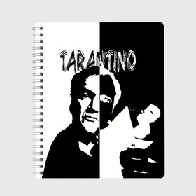 Тетрадь с принтом Tarantino в Новосибирске, 100% бумага | 48 листов, плотность листов — 60 г/м2, плотность картонной обложки — 250 г/м2. Листы скреплены сбоку удобной пружинной спиралью. Уголки страниц и обложки скругленные. Цвет линий — светло-серый
 | quentin tarantino | квентин тарантино