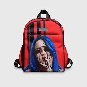 Детский рюкзак 3D с принтом Billie Eilish в Новосибирске, 100% полиэстер | лямки с регулируемой длиной, сверху петелька, чтобы рюкзак можно было повесить на вешалку. Основное отделение закрывается на молнию, как и внешний карман. Внутри дополнительный карман. По бокам два дополнительных кармашка | bad guy | billie eilish | билли айлиш | эйлиш