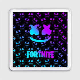 Магнит 55*55 с принтом FORTNITE x MARSHMELLO NEON  в Новосибирске, Пластик | Размер: 65*65 мм; Размер печати: 55*55 мм | 2019 | armor | armour | cybersport | esport | fortnite | game | llama | logo | броня | игра | киберспорт | лама | фиолетовый | фирменные цвета | фортнайт