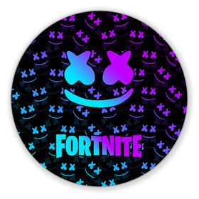 Коврик для мышки круглый с принтом FORTNITE x MARSHMELLO NEON  в Новосибирске, резина и полиэстер | круглая форма, изображение наносится на всю лицевую часть | 2019 | armor | armour | cybersport | esport | fortnite | game | llama | logo | броня | игра | киберспорт | лама | фиолетовый | фирменные цвета | фортнайт