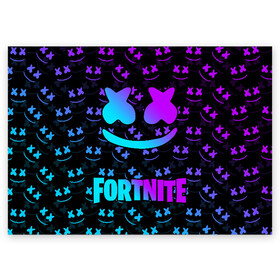 Поздравительная открытка с принтом FORTNITE x MARSHMELLO NEON  в Новосибирске, 100% бумага | плотность бумаги 280 г/м2, матовая, на обратной стороне линовка и место для марки
 | 2019 | armor | armour | cybersport | esport | fortnite | game | llama | logo | броня | игра | киберспорт | лама | фиолетовый | фирменные цвета | фортнайт