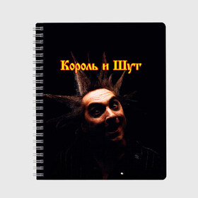 Тетрадь с принтом Король и Шут + Анархия (спина) в Новосибирске, 100% бумага | 48 листов, плотность листов — 60 г/м2, плотность картонной обложки — 250 г/м2. Листы скреплены сбоку удобной пружинной спиралью. Уголки страниц и обложки скругленные. Цвет линий — светло-серый
 | киш | король и шут | михаил горшенев