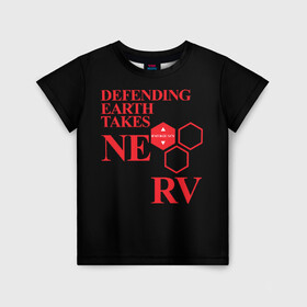 Детская футболка 3D с принтом NERV в Новосибирске, 100% гипоаллергенный полиэфир | прямой крой, круглый вырез горловины, длина до линии бедер, чуть спущенное плечо, ткань немного тянется | angel | eva | evangelion | neon genesis evangelion | nerv | аска лэнгли сорью | ева | евангелион | мисато кацураги | рей аянами | синдзи