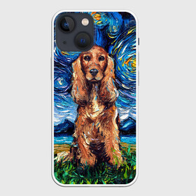 Чехол для iPhone 13 mini с принтом Кокер спаниель (Van Gogh style в Новосибирске,  |  | gogh | van | vincent | willem | ван | винсент | гог | кокер | пёс | постимпрессионизм | собака | спаниель | художник