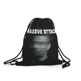 Рюкзак-мешок 3D с принтом Massive Attack в Новосибирске, 100% полиэстер | плотность ткани — 200 г/м2, размер — 35 х 45 см; лямки — толстые шнурки, застежка на шнуровке, без карманов и подкладки | Тематика изображения на принте: грант маршалл | роберт дель ная | трип хоп