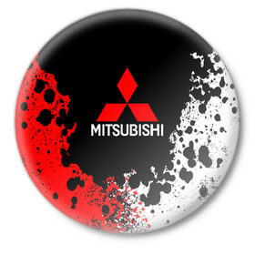 Значок с принтом MITSUBISHI в Новосибирске,  металл | круглая форма, металлическая застежка в виде булавки | mitsubishi | sport | митсубиси | митсубиши | спорт