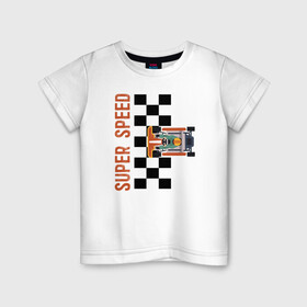 Детская футболка хлопок с принтом SUPER SPEED в Новосибирске, 100% хлопок | круглый вырез горловины, полуприлегающий силуэт, длина до линии бедер | karting | автомобили | вождение | гонки | картинг | машины | рэйсинг | экстрим | экстримальныйспорт