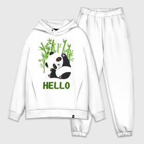 Мужской костюм хлопок OVERSIZE с принтом Panda Hello в Новосибирске,  |  | panda hello | животные | панда | панды | привет
