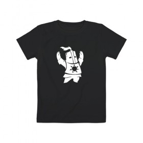 Детская футболка хлопок с принтом DARK SOULS - PRAISE THE SUN в Новосибирске, 100% хлопок | круглый вырез горловины, полуприлегающий силуэт, длина до линии бедер | dark souls | game | knight | praise the sun | дарк соулс | игры | рыцарь | темные души